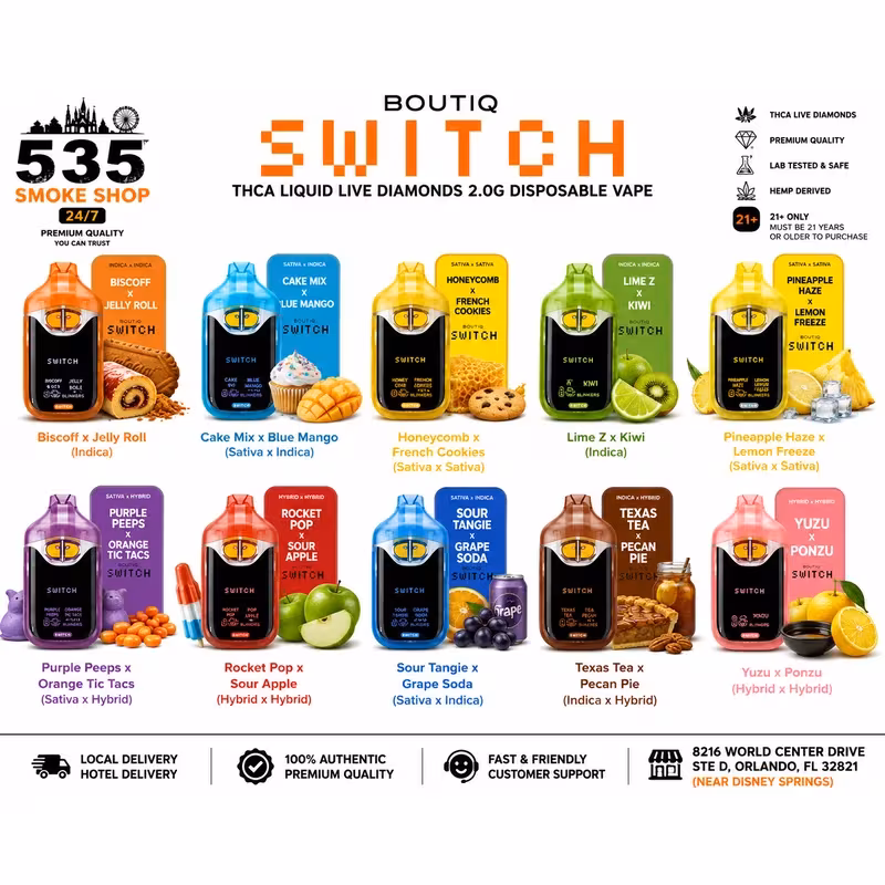 Boutiq Switch THCA Live Diamonds 2G Vape at 535 Smoke Shop Orlando — legal THC wellness product, no medical card n… — 535 Smoke Shop Orlando, 24/7 smoke shop near me with smoke shop delivery