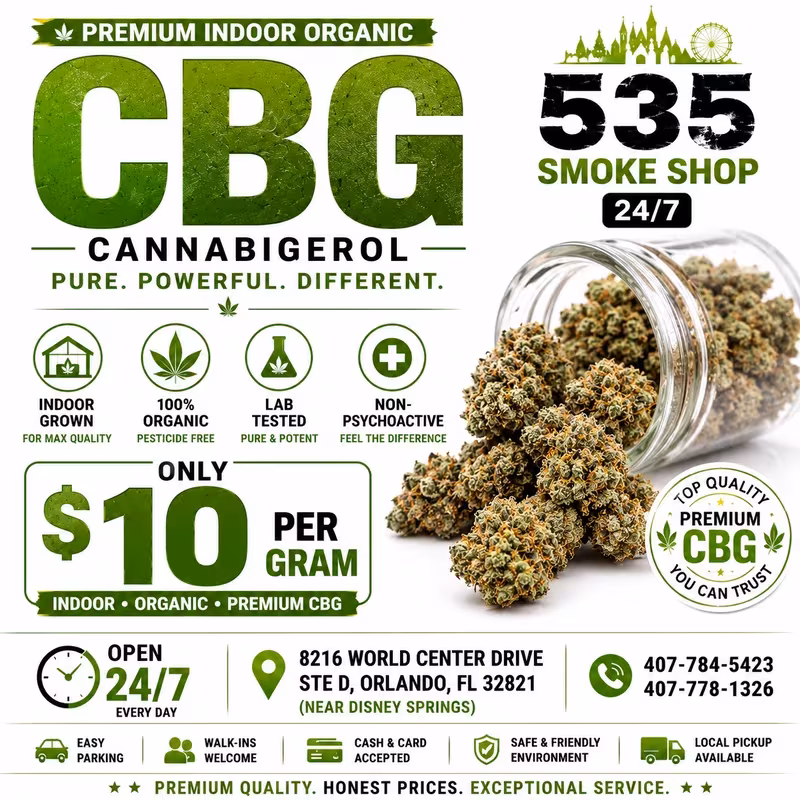 Premium Indoor CBG Flower product photo — 535 Smoke Shop Orlando, 24/7 smoke shop near me with smoke shop delivery