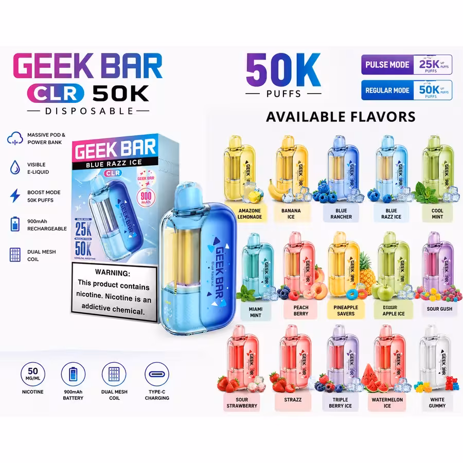 Geek Bar CLR product photo — 535 Smoke Shop Orlando, 24/7 smoke shop near me with smoke shop delivery