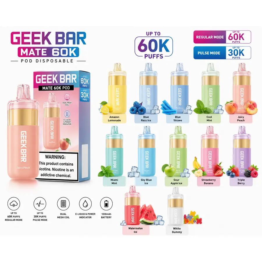 Geek Bar Mate 60K Pod at Smoke Liquor 247 — best cheap smoke shop near me & Disney Springs Orlando, 24/7 delivery