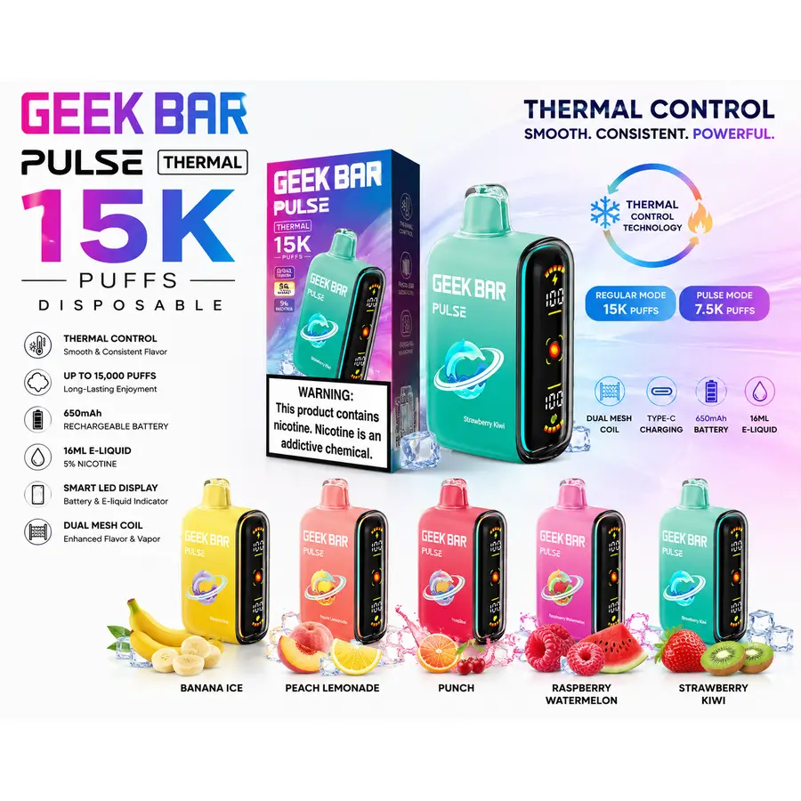 Geek Bar Pulse Thermal 15K at Smoke Liquor 247 — best cheap smoke shop near me & Disney Springs Orlando, 24/7 delivery