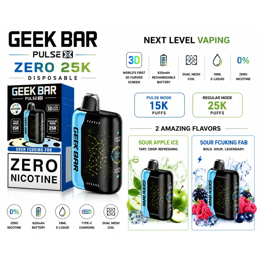 Geek Bar Pulse X Zero 25K at Smoke Liquor 247 — best cheap smoke shop near me & Disney Springs Orlando, 24/7 delivery