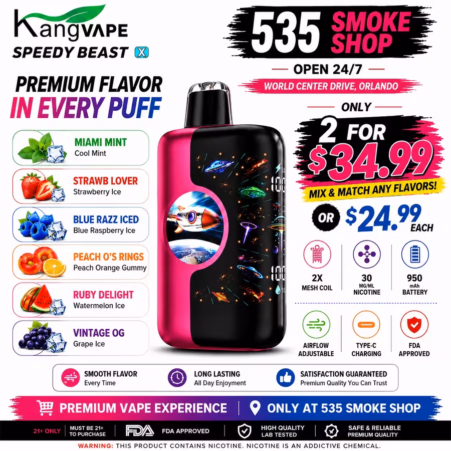 KangVape Speedy Beast 60K Disposable Vape product photo — 535 Smoke Shop Orlando, 24/7 smoke shop near me with smoke shop delivery
