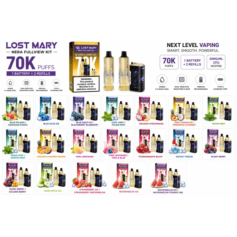 Lost Mary Nera Fullview 70K Kit at Smoke Liquor 247 — best cheap smoke shop near me & Disney Springs Orlando, 24/7 delivery