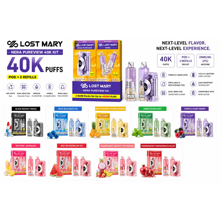 Lost Mary Nera Pureview 40K Kit at Smoke Liquor 247 — best cheap smoke shop near me & Disney Springs Orlando, 24/7 delivery